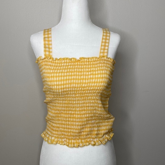 NWT Cottagecore gingham stretch ruffle crop top - Picture 1 of 5